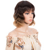 Rebecca Fashion Short Body Wavy Human Hair Wigs With Bangs for Black Women Wavy Bob Wig Ombre Brown Blonde Color