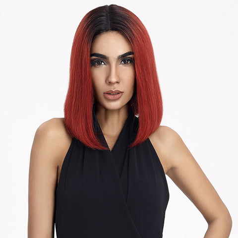 Image of Rebecca Fashion Ombre Orange Bob Wig Middle Part Wigs 12 Inch
