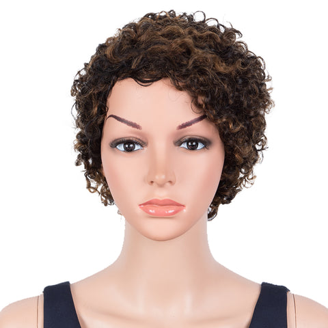 Image of Rebecca Fashion Human Hair Wigs 9 Inch Short Curly Pixie Wig 2 Colors