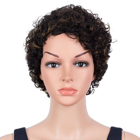 Image of Rebecca Fashion Human Hair Wigs 9 Inch Short Curly Pixie Wig 2 Colors