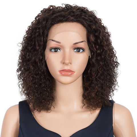 Image of Rebecca Fashion Remy Human Hair Wigs 13x2 Lace Frontal Wigs Curly Hair Wig 150% Density Natural Brown Color