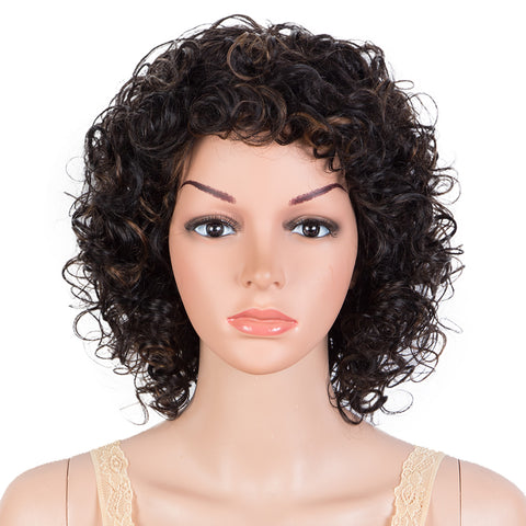 Image of Rebecca Fashion Short Bouncy Curly Wigs For Women Cute Human Hair Bob Wigs Black Colors