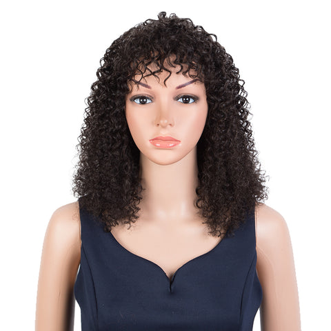 Image of Rebecca Brazilian Short Curly Bob Wig Human Hair Wigs With Bangs Machine Made Wigs For Women Remy Curly Bob Wig With Bangs
