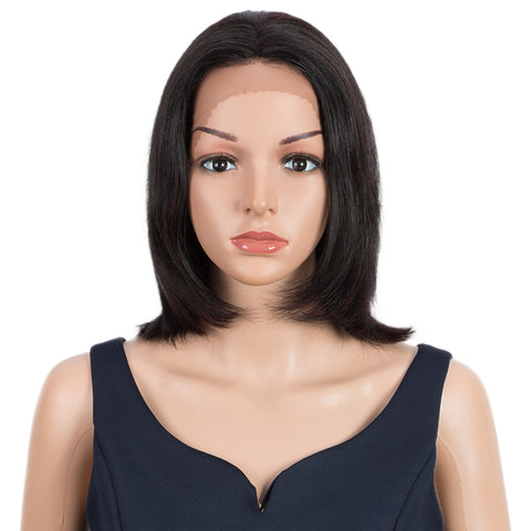 Image of Rebecca Fashion Remy Human Hair Wigs 13x2 Lace Frontal Wigs Straight Hair Bob Wig 150% Density Natural Brown Color