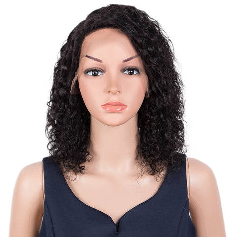 Image of Rebecca Fashion Human Hair Lace Front Wigs 5 inch Side Lace Part Wigs 14 inch Curly Wavy Wig for Black Women Natural Color