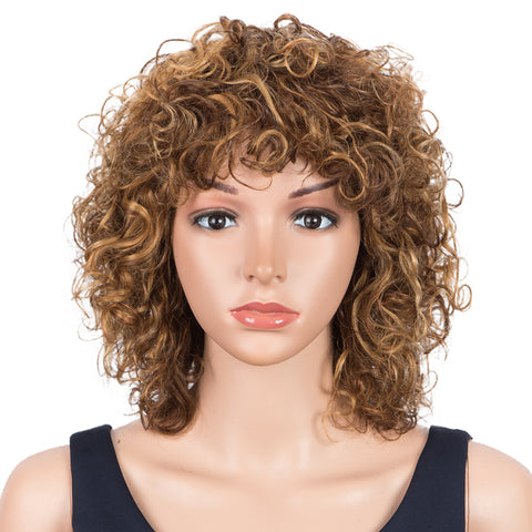 Image of Rebecca Fashion Short Bouncy Curly Wigs For Women Cute Human Hair Bob Wigs 4 Colors