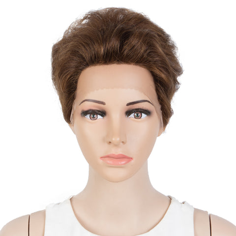 Image of Rebecca Fashion Human Hair Pixie Cut Wigs Pixie Bob Wig with Hand-tied Hairline Brown Color