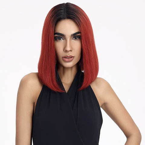 Image of Rebecca Fashion Straight Bob Wig 12 Inch Ombre Wigs With Middle Part