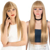 Rebacca Fashion Ombre Blond Color Straight Human Hair Wigs With Bangs For Women Full Machine Made Human Hair Wigs