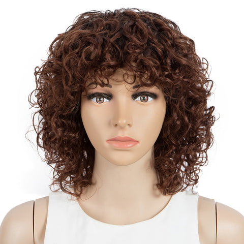 Image of Rebecca Fashion Short Bouncy Curly Wigs For Women Cute Human Hair Bob Wigs 4 Colors