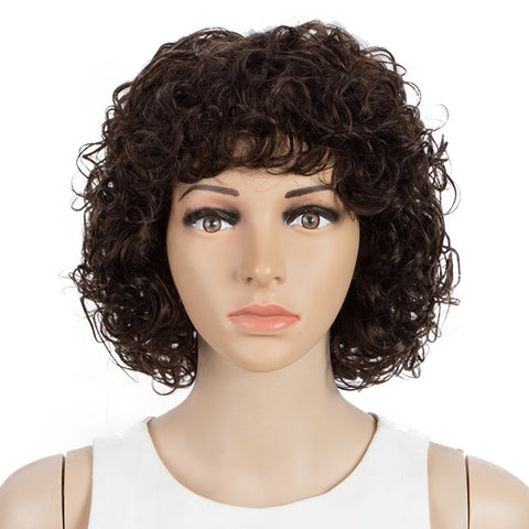 Image of Rebecca Fashion Short Bouncy Curly Wigs For Women Cute Human Hair Bob Wigs 4 Colors