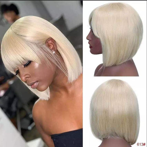 Image of Rebecca Fashion Short Bob Human Hair Wigs with Bangs For Black Women