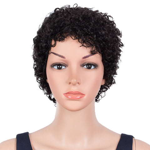 Image of Rebecca Fashion Human Hair Wigs 9 Inch Short Curly Pixie Wig 2 Colors