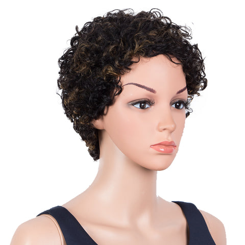 Image of Rebecca Fashion Human Hair Wigs 9 Inch Short Curly Pixie Wig 2 Colors