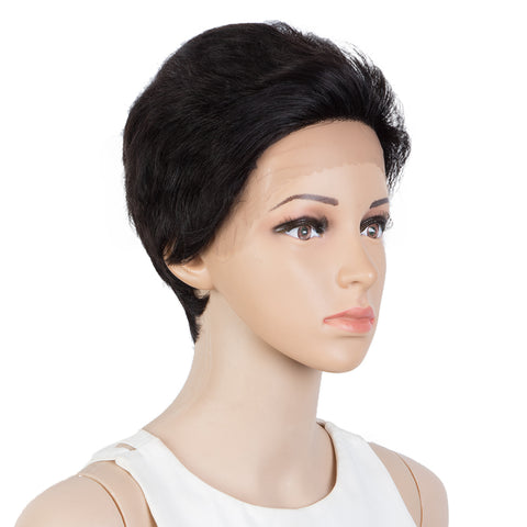 Image of Rebecca Fashion Human Hair Pixie Cut Wigs  Pixie Bob Wig with Hand-tied Hairline Natural Color