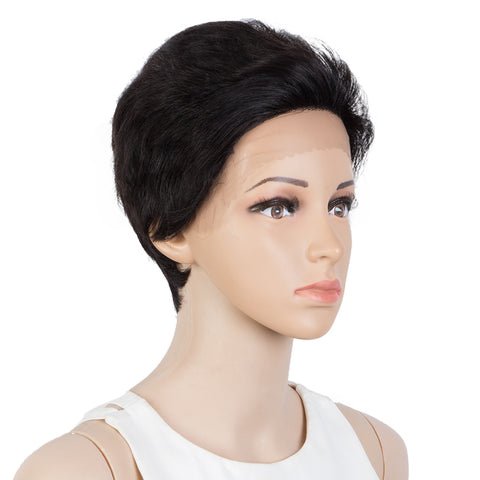 Image of Rebecca Fashion Human Hair Pixie Cut Wigs Pixie Bob Wig with Hand-tied Hairline Natural Color