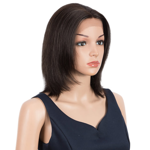Image of Rebecca Fashion Remy Human Hair Wigs 13x2 Lace Frontal Wigs Straight Hair Bob Wig 150% Density Natural Color