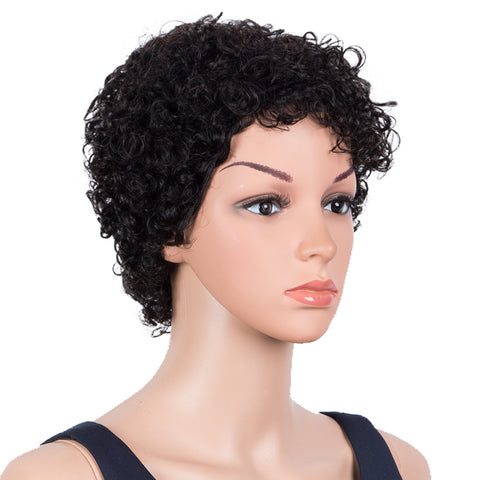 Image of Rebecca Fashion Human Hair Wigs 9 Inch Short Curly Pixie Wig 2 Colors