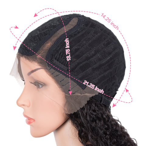 Image of Rebecca Fashion Human Hair Lace Front Wigs 5 inch Side Lace Part Wigs 14 inch Curly Wavy Wig for Black Women Natural Color