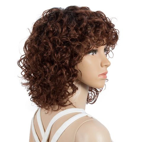 Image of Rebecca Fashion Short Bouncy Curly Wigs For Women Cute Human Hair Bob Wigs 4 Colors