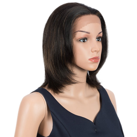 Image of Rebecca Fashion Remy Human Hair Wigs 13x2 Lace Frontal Wigs Straight Hair Bob Wig 150% Density Natural Brown Color