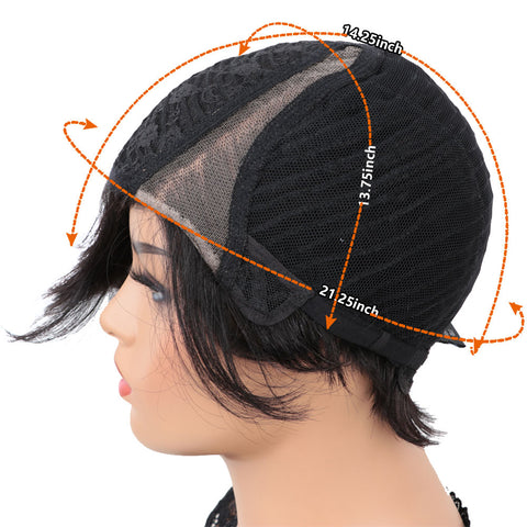 Image of Rebecca Fashion Human Hair Lace Front Wigs 5.5 inch Side Lace Part Wigs Pixie Cut Bob Wig for Black Women Medium Brown Color