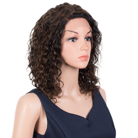 Image of Rebecca Fashion Human Hair Lace Front Wigs 5 inch Side Lace Part Wigs 14 inch Curly Wavy Wig for Black Women Natural Color