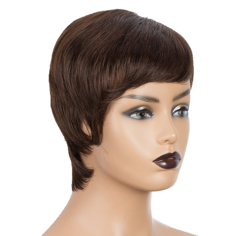Image of Rebecca Fashion Human Hair Wigs For Women 9 Inch Short Curly Pixie Cut Wigs Natural Color
