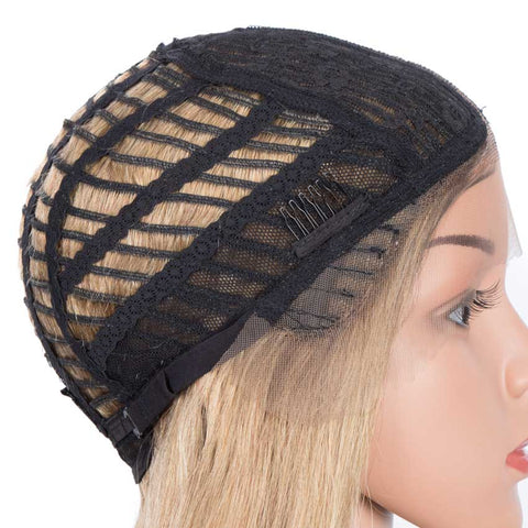 Image of Rebecca Fashion Brown Blonde Highlights Bob Wig 12 Inch Part Lace Human Hair Wig