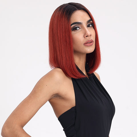 Image of Rebecca Fashion Ombre Orange Bob Wig Middle Part Wigs 12 Inch