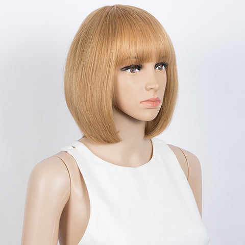 Image of Rebecca Fashion Straight Bob Wigs With Bangs Human Hair Ombre Colors