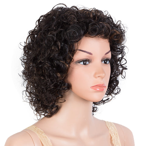 Image of Rebecca Fashion Short Bouncy Curly Wigs For Women Cute Human Hair Bob Wigs Black Colors