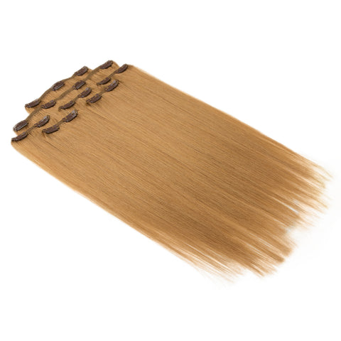 Image of Rebecca Fashion Remy Clip In Human Hair Extensions Straight Clip on Human Hair Brown Blonde Color 7 Pcs