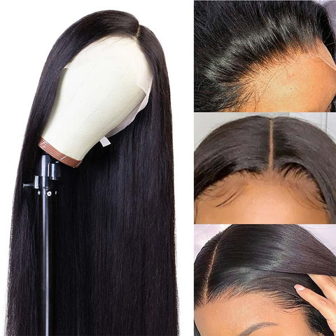 Image of Rebecca Fashion 360 Lace Frontal Wigs 100% Straight Human Hair Wigs For Black Women 130% Density Natural Black Color