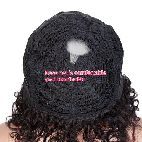 Image of Rebecca Fashion Short Curly Wigs with Bangs Kinky Curly Wigs for Black Women 14 Inch Remy Ombre Brown Wig