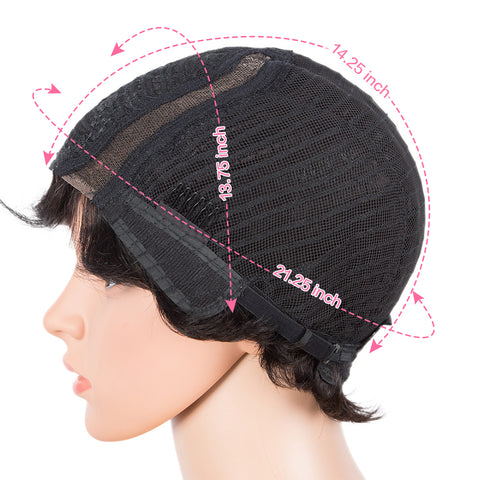 Image of Rebecca Fashion Human Hair Pixie Cut Wigs 6 inch Side Lace Part Wigs Pixie Bob Wig for Black Women Ombre Brown Color