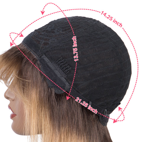 Image of Rebecca Fashion Human Hair Wigs With Bangs For Women Non-lace Wig Ombre Honey Blonde Color