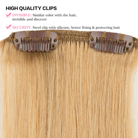 Image of Rebecca Fashion Remy Clip In Human Hair Extensions Straight Clip on Human Hair Dark Blonde Color 7 Pcs