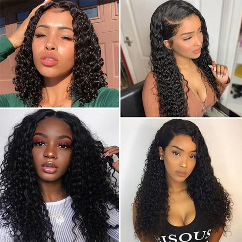 Image of Rebecca Fashion 360 Lace Frontal Wigs 100% Deep Wave Human Hair Wigs For Black Women 150% Density Natural Black Color