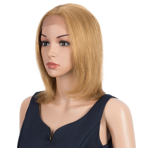 Image of Rebecca Fashion Remy Human Hair Wigs 13x2 Lace Frontal Wigs Straight Hair Bob Wig 150% Density Blonde Color