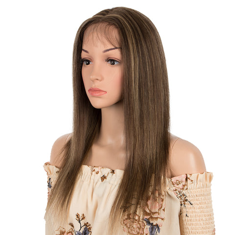Image of Rebecca Fashion Human Hair Lace Calp Wigs Wigs with Natural Lace Hairline Straight Wig with Baby Hair Piano Brown Color