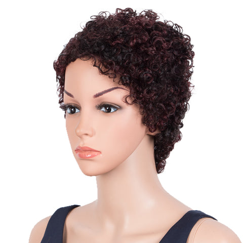 Image of Rebecca Fashion Human Hair Wigs 9 Inch Short Curly Pixie Wig 2 Colors
