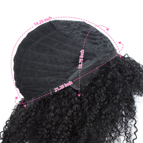 Image of Rebecca Fashion Virgin Human Hair Wigs with Bangs Kinky Curly Wigs for Black Women Natural Black color