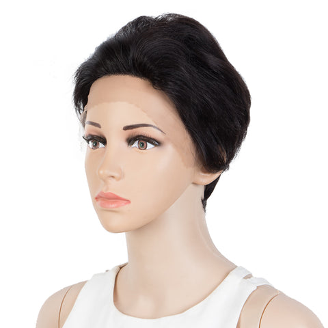 Image of Rebecca Fashion Human Hair Pixie Cut Wigs Pixie Bob Wig with Hand-tied Hairline Natural Color