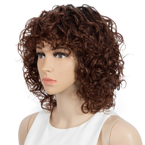 Image of Rebecca Fashion Short Bouncy Curly Wigs For Women Cute Human Hair Bob Wigs 4 Colors