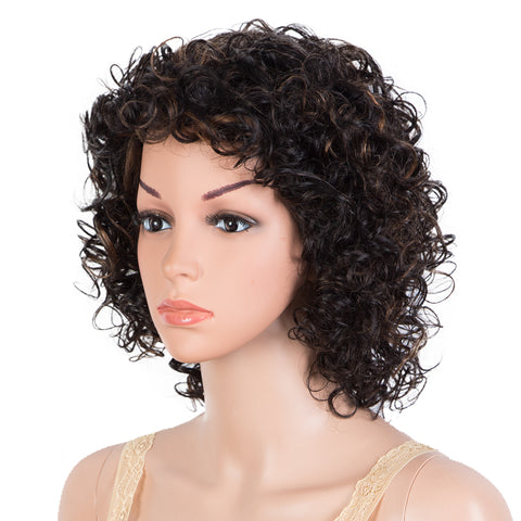 Image of Rebecca Fashion Short Bouncy Curly Wigs For Women Cute Human Hair Bob Wigs Black Colors