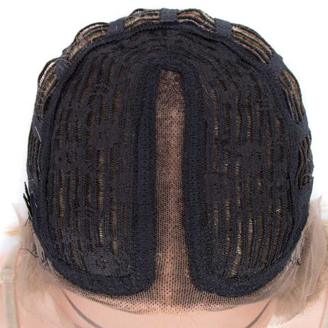 Image of Rebecca Fashion Brown Blonde Highlights Bob Wig 12 Inch Part Lace Human Hair Wig