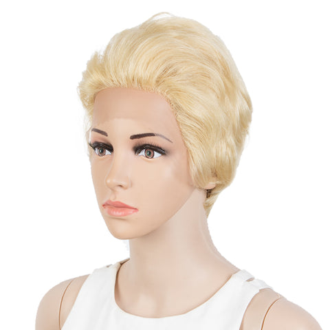 Image of Rebecca Fashion Human Hair Pixie Cut Wigs  Pixie Bob Wig with Hand-tied Hairline Blonde Color