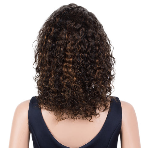 Image of Rebecca Fashion Human Hair Lace Front Wigs 5 inch Side Lace Part Wigs 14 inch Curly Wavy Wig for Black Women Natural Color