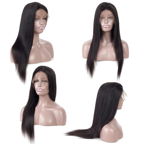 Image of Rebecca Fashion 360 Lace Frontal Wigs 100% Straight Human Hair Wigs For Black Women 130% Density Natural Black Color